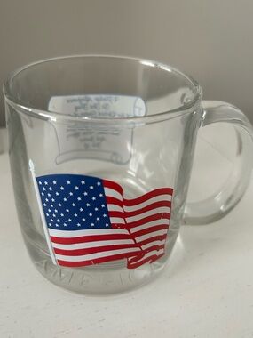 Vintage Pledge Of Allegiance Glass Mug w/ Red White & Blue American Flag Design